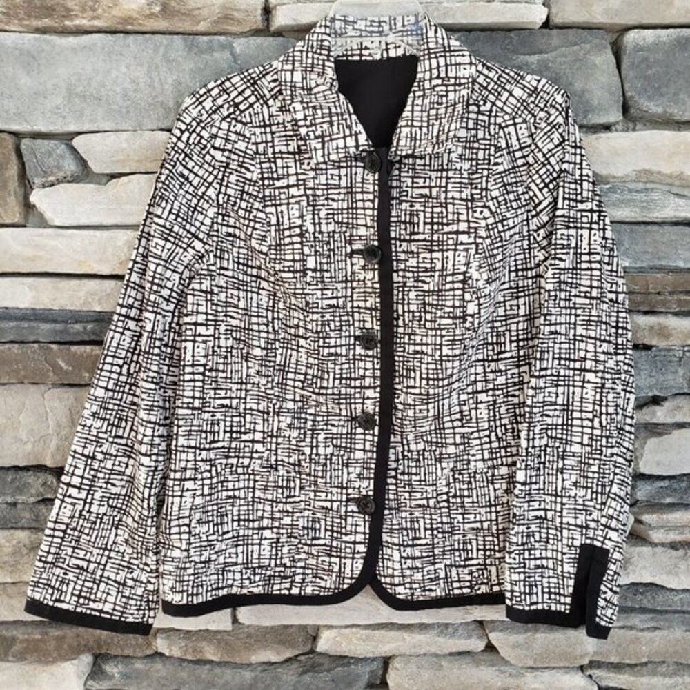 Chico's Reversible Nylon Jacket Black/White Print